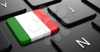 Flag of Italy - Button on Black Computer Keyboard.