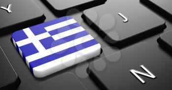 Flag of Greece - Button on Black Computer Keyboard.