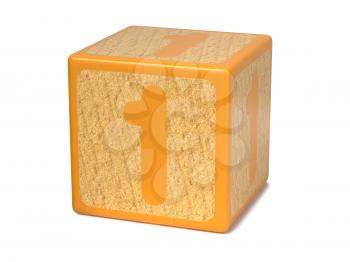 Number 1 on Orange Wooden Childrens Alphabet Block Isolated on White. Educational Concept.