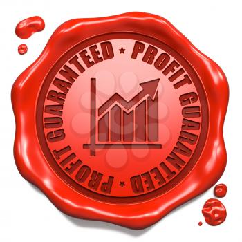 Profit Guaranteed Slogan with Growth Chart Icon - Stamp on Red Wax Seal Isolated on White. Business Concept.
