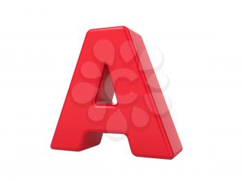 Red 3D Plastic Letter A Isolated on White.