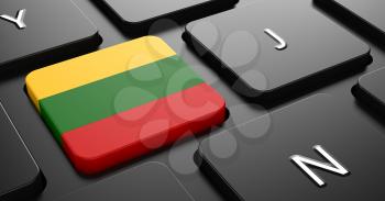 Flag of Lithuania - Button on Black Computer Keyboard.