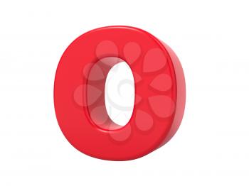 Red 3D Plastic Letter O Isolated on White.