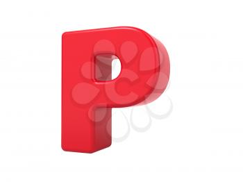 Red 3D Plastic Letter P Isolated on White.