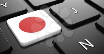 Flag of Japan - Button on Black Computer Keyboard.