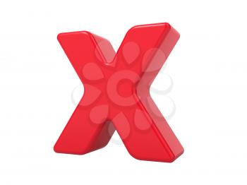 Red 3D Plastic Letter X Isolated on White.