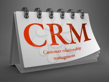CRM - Customer Relationship Management - Red Text on White Desktop Calendar.