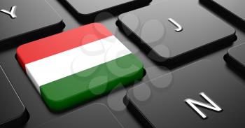 Flag of Hungary - Button on Black Computer Keyboard.