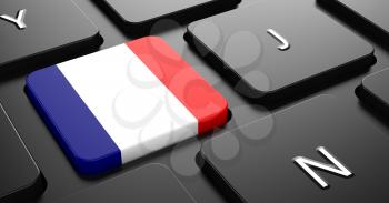 Flag of France - Button on Black Computer Keyboard.
