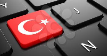 Flag of Turkey - Button on Black Computer Keyboard.