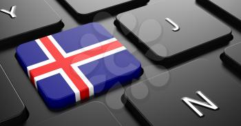 Flag of Iceland - Button on Black Computer Keyboard.