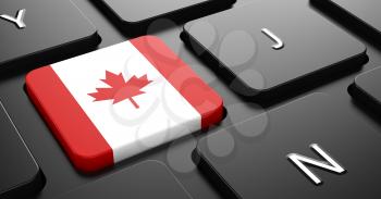 Flag of Canada - Button on Black Computer Keyboard.
