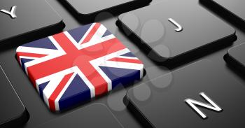 Flag of United Kingdom - Button on Black Computer Keyboard.