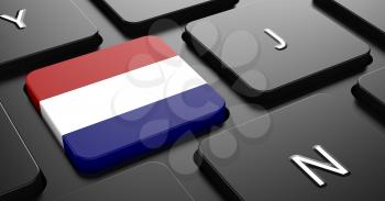 Flag of Netherlands - Button on Black Computer Keyboard.
