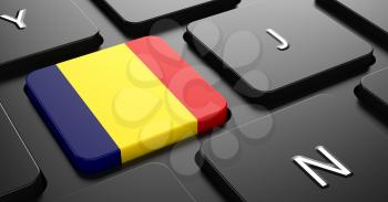 Flag of Romania - Button on Black Computer Keyboard.