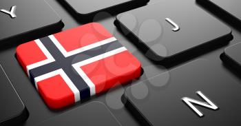 Flag of Norway - Button on Black Computer Keyboard.