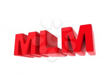 MLM - Multi-Level Marketing - Red Text Isolated on White. Business Concept.