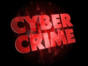 Cyber Crime - Red Color Text on Dark Digital Background.
