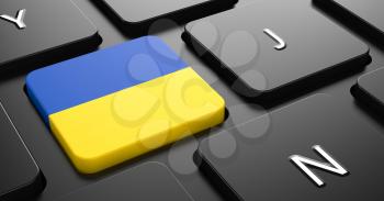 Flag of Ukraine - Button on Black Computer Keyboard.