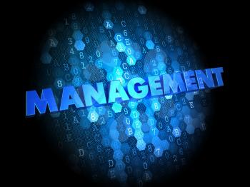 Management in Blue Color on Dark Digital Background.