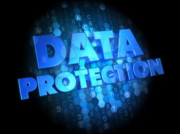 Data Protection - Text in Blue Color on Dark Digital Background.