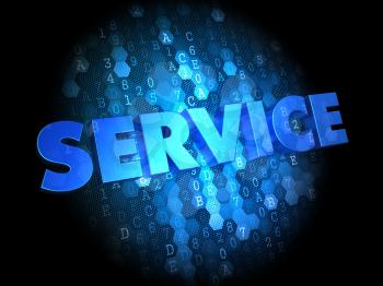 Service - Text in Blue Color on Dark Digital Background.