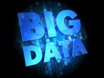 Big Data - Blue Color Text on Dark Digital Background.