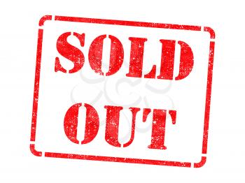 Sold Out on Red Rubber Stamp Isolated on White.