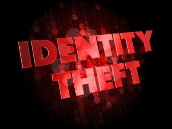 Identity Theft - Red Color Text on Dark Digital Background.