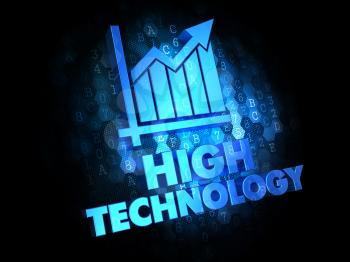 High Technology - Blue Color Text on Dark Digital Background.