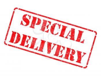 Special Delivery on Red Rubber Stamp Isolated on White.