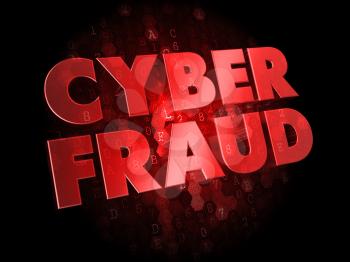 Cyber Fraud -  Red Color Text on Digital Background.