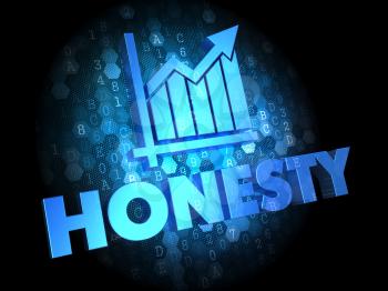 Honesty Concept -  Blue Color Text on Digital Background.