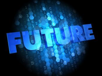 Future - Blue Color Text on Digital Background.