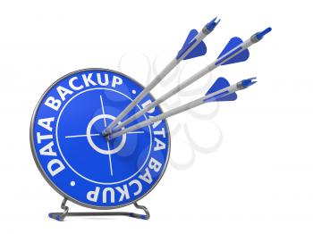 Data Backup Concept. Three Arrows Hit in Blue Target.