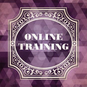 Online Training Concept. Vintage design. Purple Background made of Triangles.
