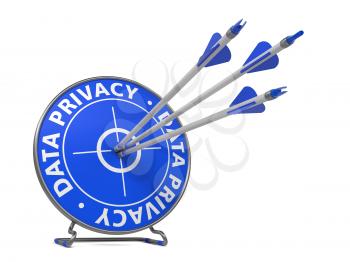 Data Privacy Concept. Three Arrows Hit in Blue Target.