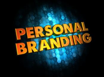 Personal Branding Concept - Golden Color Text on Dark Blue Digital Background.