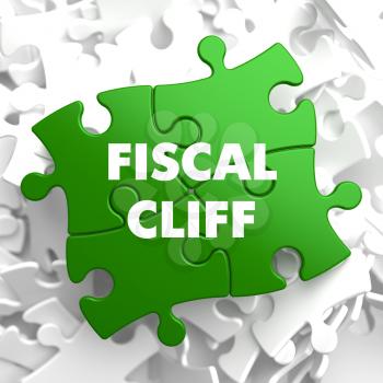 Fiscal Cliff on Green Puzzle on White Background.