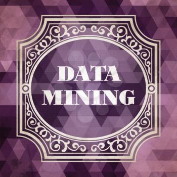 Data Mining Concept. Vintage design. Purple Background made of Triangles.
