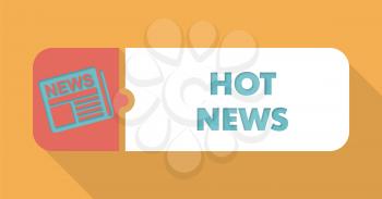 Hot News Concept in Flat Design with Long Shadows on Orange Background.