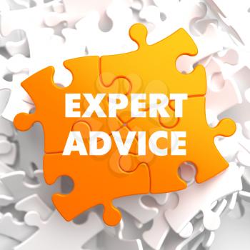 Expert Advice on Orange Puzzle on White Background.