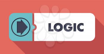 Logic Button in Flat Design with Long Shadows on Scarlet Background.