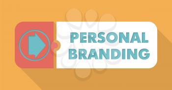 Personal Branding Button in Flat Design with Long Shadows on Orange Background.