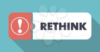 Rethink Button in Flat Design with Long Shadows on Turquoise Background.