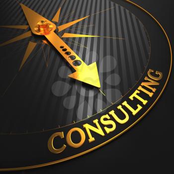 Consulting - Golden Compass Needle on a Black Field Pointing.