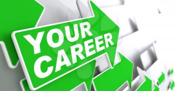 Your Career Concept. Green Arrows on a Grey Background Indicate the Direction.