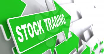 Stock Trading Concept. Green Arrows on a Grey Background Indicate the Direction.