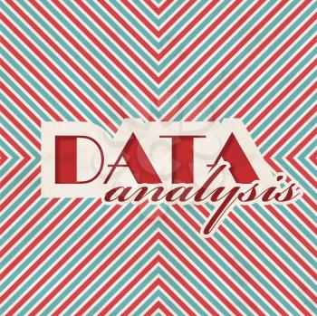 Data Analysis Concept on Red and Blue Striped Background. Vintage Concept in Flat Design.