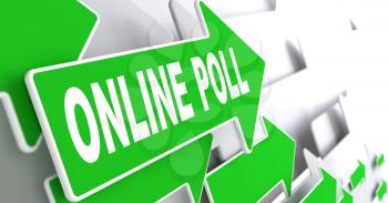 Online Poll Concept. Green Arrows on a Grey Background Indicate the Direction.